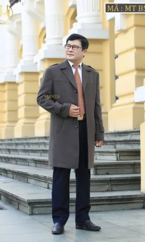 Áo Măng Tô Nam Trung Niên Manza - Màu Nâu Rêu 5