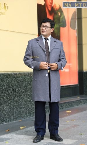 áo măng tô nam trung niên màu ghi đá mã MT-B1