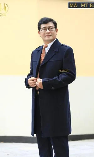 Áo Măng Tô Nam Trung Niên Manza - Màu Đen Tím Than 3