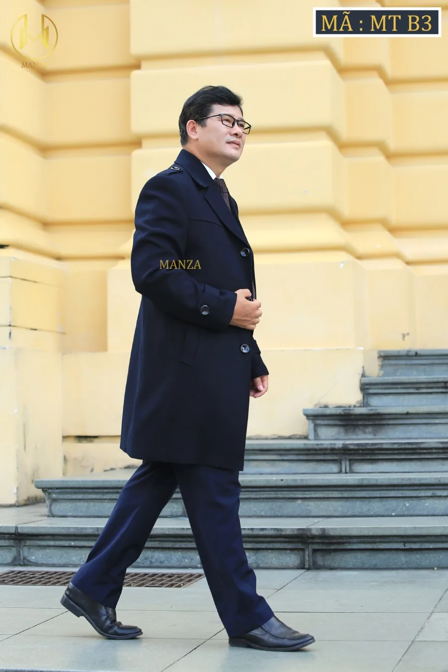Áo Măng Tô Nam Trung Niên Manza - Màu Đen Tím Than 2 Áo Măng Tô Nam Trung Niên Manza - Màu Đen Tím Than 2