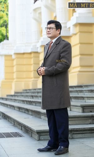 Áo Măng Tô Nam Trung Niên Manza - Màu Nâu Rêu