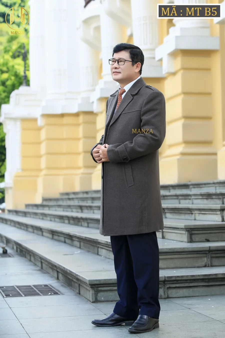 Áo Măng Tô Nam Trung Niên Manza - Màu Nâu Rêu 26 Áo Măng Tô Nam Trung Niên Manza - Màu Nâu Rêu