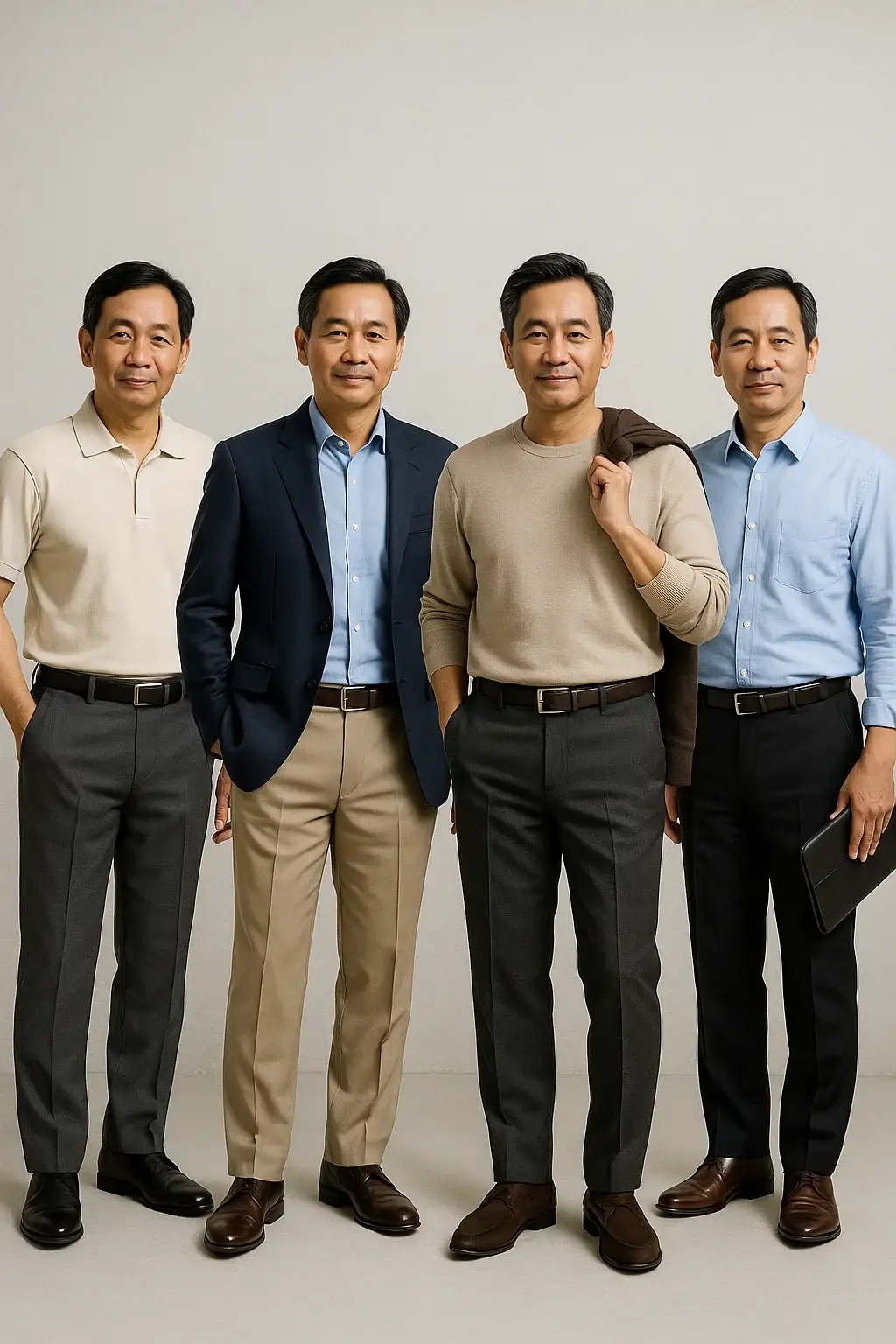 Quần Âu Trung Niên Nam Cao Cấp - Phong Cách Lịch Lãm 3 Outfit-phoi-do-voi-quan-au-cho-nam-trung-nien
