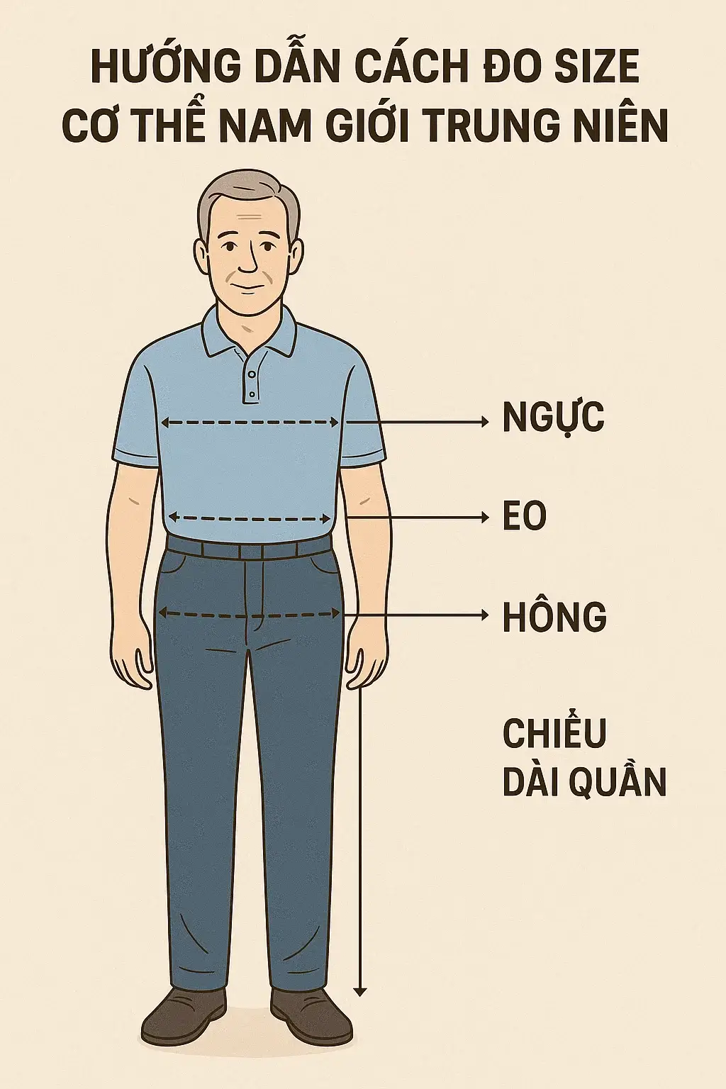 Thời trang trung niên U50: Bí quyết phong cách lịch lãm 4 ảnh Hướng Dẫn Cách đo Size Cơ Thể