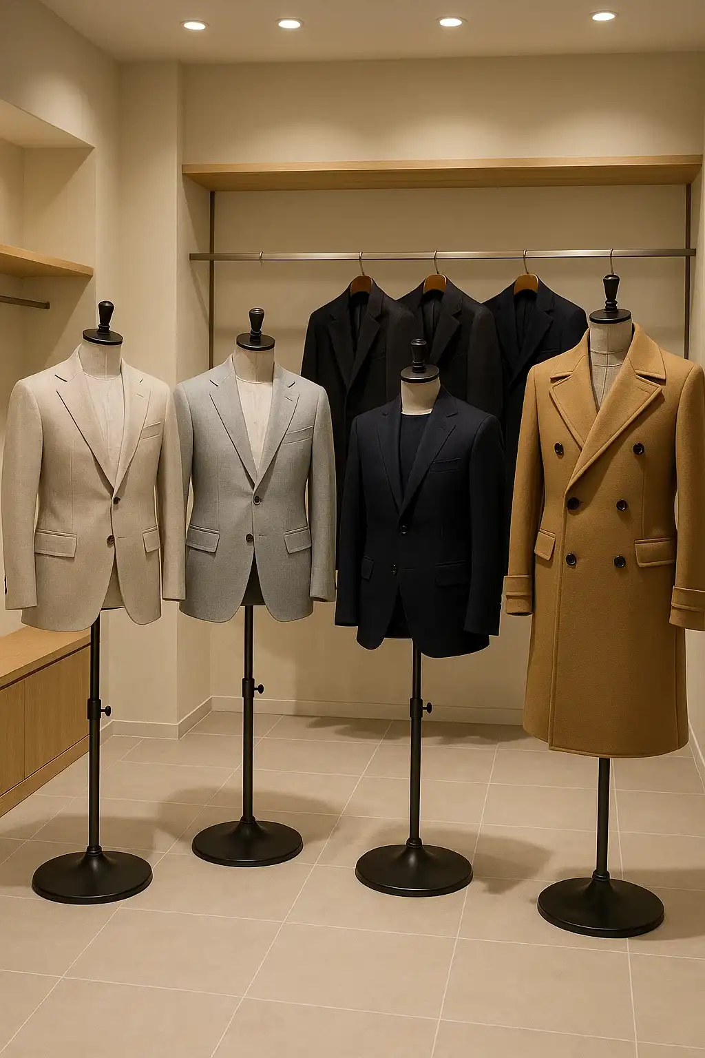 Shop Đồ Trung Niên Nam Cao Cấp - Manza Luxury 1 anh-showcase-cac-san-pham-vest-mang-to-duoc-trung-bay-trong-showroomassets