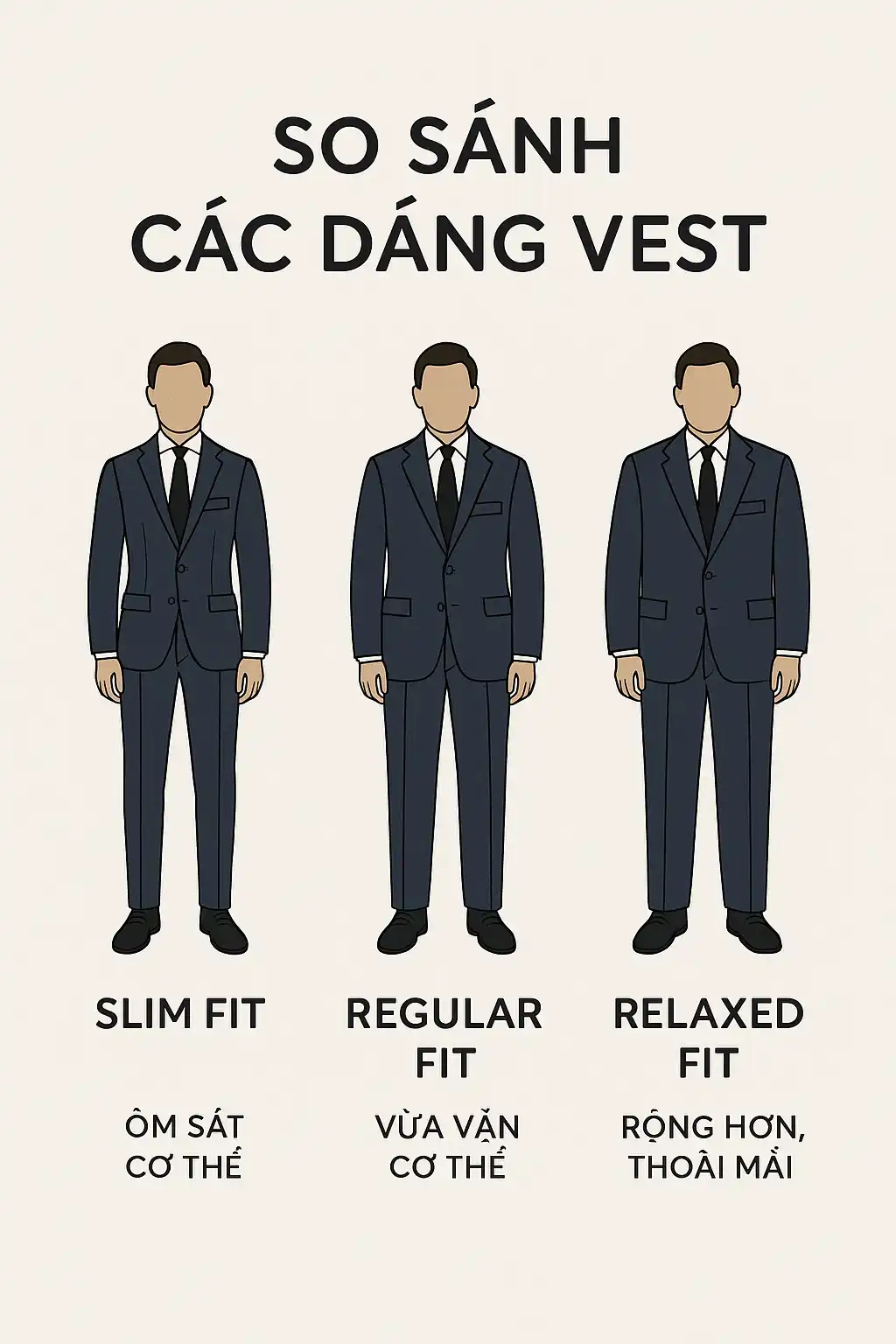 Bảng So Sánh Các Dáng Vest
