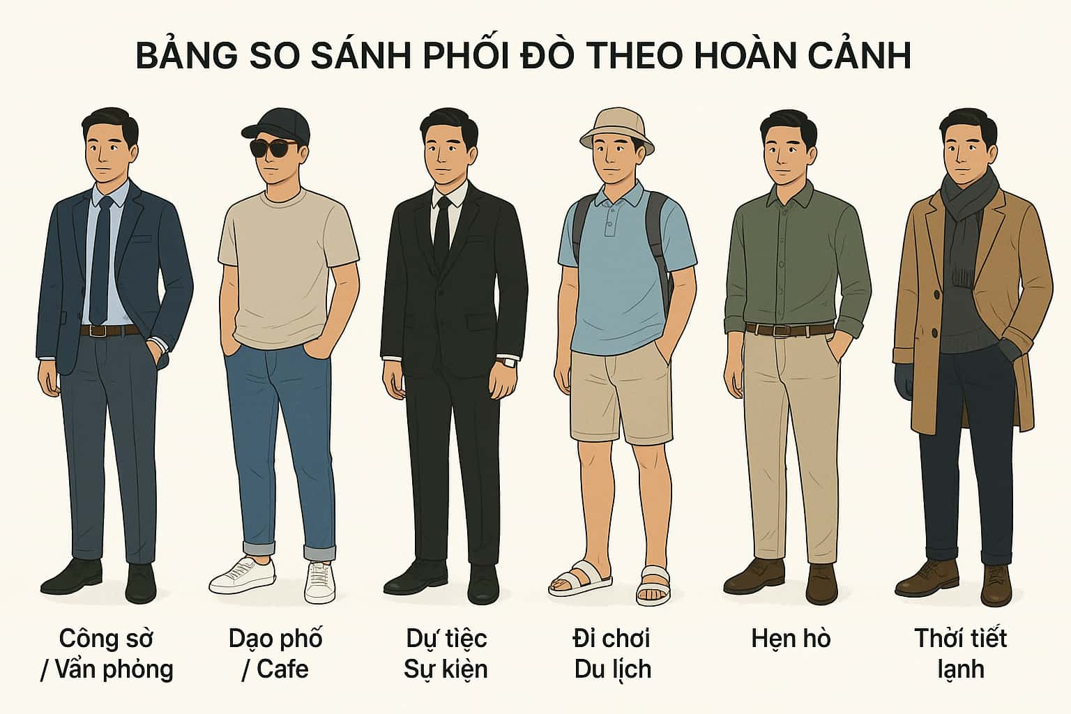 Đồ Trung Niên - Phong Cách Lịch Lãm Cho Nam Giới U50 5 ảnh Bảng Phối đồ Theo Từng Hoàn Cảnh