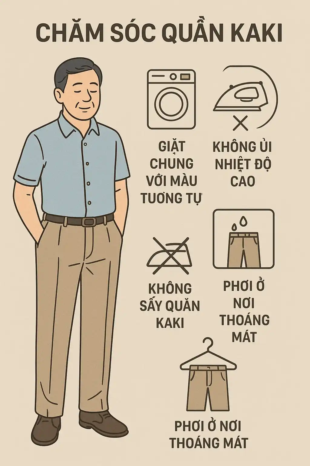 Quần Kaki Trung Niên Cao Cấp - Phong Cách Lịch Lãm 3 anh-huong-dan-cham-soc-quan-kaki