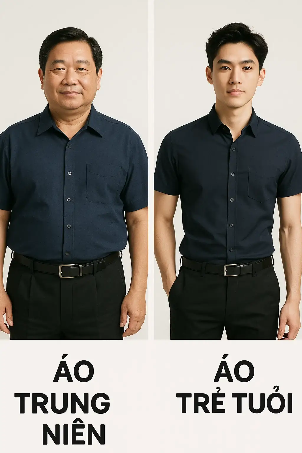Mẫu Áo Trung Niên Sang Trọng - Phong Cách Lịch Lãm Đẳng Cấp 2 ảnh So Sánh Form Dáng áo Trung Niên Với áo Trẻ Tuổi