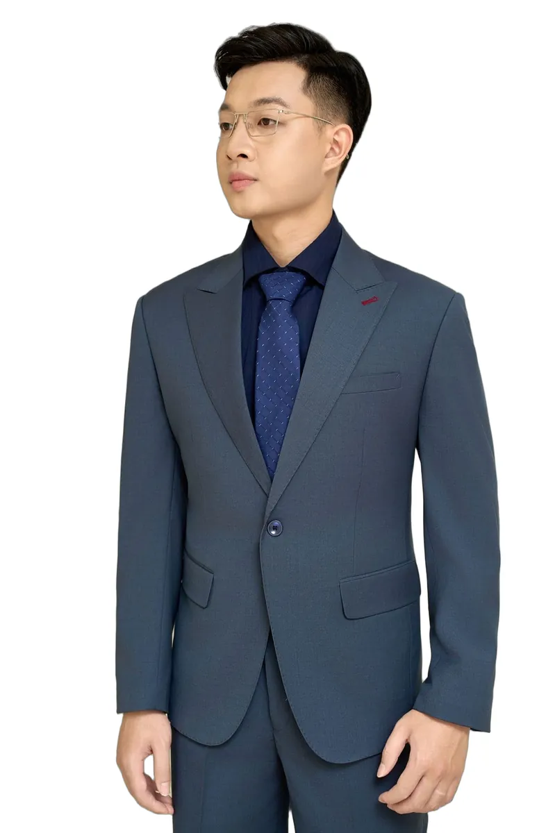 Bộ vest nam mã 550 màu xanh dầu đậm, 1 khuy