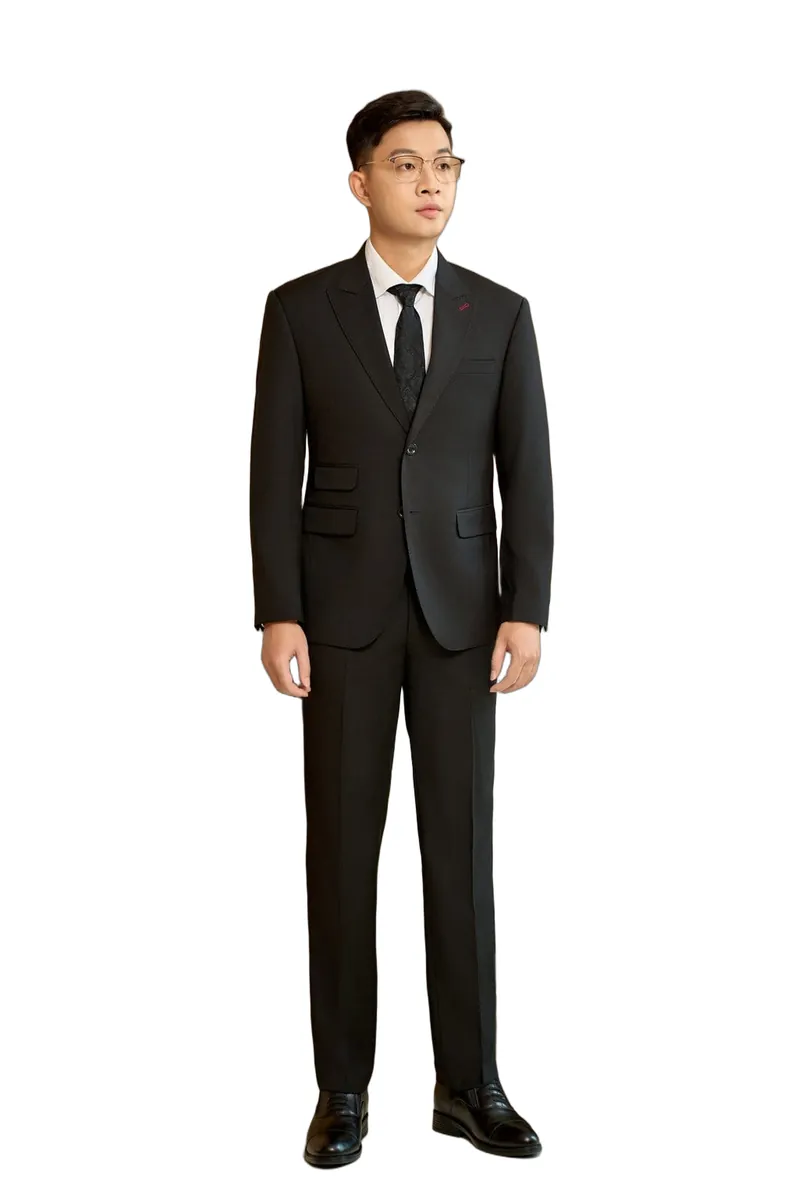 Bộ vest nam mã 551 màu đen, 2 khuy