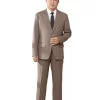 Bộ vest nam trung niên HG106 màu nâu, dáng toàn thân, phối sơ mi trắng và cà vạt