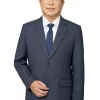 Áo vest nam trung niên HG107 màu xanh than, khuy màu tối, túi dưới có nắp, ảnh nửa người