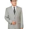 Bộ Vest Nam Trung Niên HG112 Màu Ghi Sáng Mới Nhất 2027 1 Áo vest nam trung niên HG112 màu ghi sáng, khuy màu sáng, túi dưới có nắp, ảnh nửa người