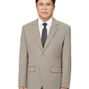 Áo vest nam trung niên HG118 màu be ghi, khuy màu nâu, túi dưới có nắp, ảnh nửa người