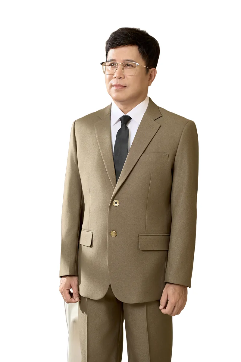 Vest nam trung niên HG225 nhìn nghiêng, phom áo và ve áo Vest nam trung niên HG225 nhìn nghiêng, phom áo và ve áo